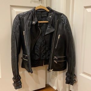 Zara black leather jacket small